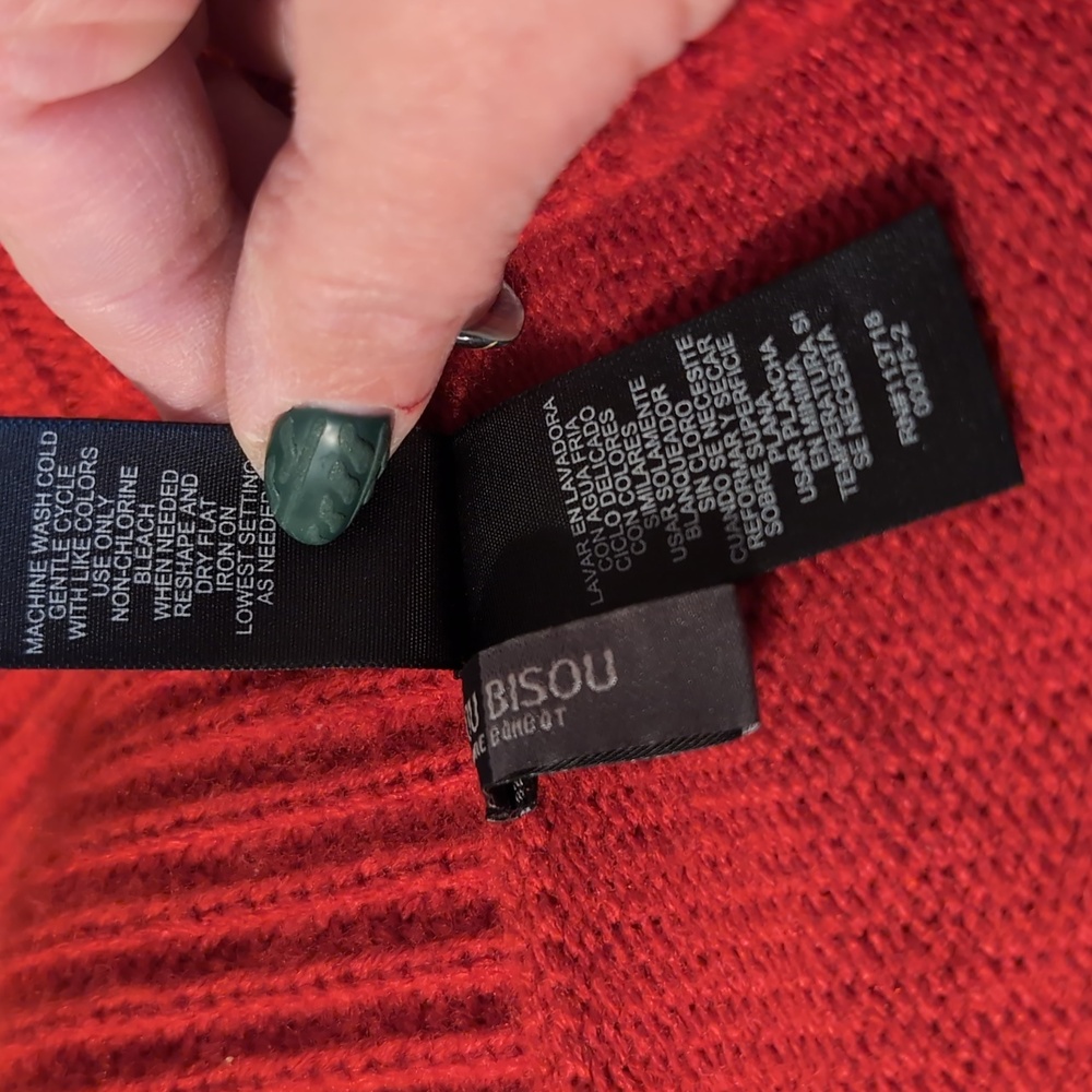 Bisou Bisou Red Belted Holiday Winter Sweater XL - Picture 12 of 13